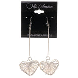 Heart Dangle-Earrings Silver-Tone Color #LQE3068