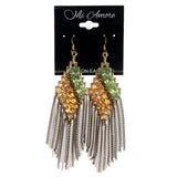 Colorful & Gold-Tone Colored Metal Dangle-Earrings With tassel Accents #LQE3069