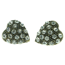 Heart Stud-Earrings With Crystal Accents Gold-Tone & Silver-Tone Colored #LQE306