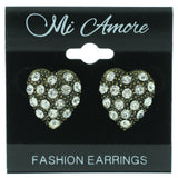 Heart Stud-Earrings With Crystal Accents Gold-Tone & Silver-Tone Colored #LQE306