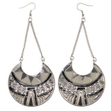 Silver-Tone & Black Colored Metal Dangle-Earrings #LQE3070