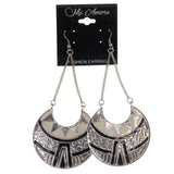 Silver-Tone & Black Colored Metal Dangle-Earrings #LQE3070