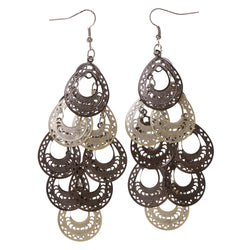 Brown & Gold-Tone Colored Metal Chandelier-Earrings #LQE3075