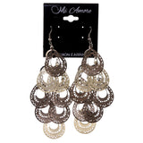 Brown & Gold-Tone Colored Metal Chandelier-Earrings #LQE3075