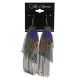 Blue & Multi Colored Metal Dangle-Earrings With tassel Accents #LQE3080