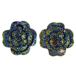 Colorful  AB Finish Flower Stud-Earrings #LQE3095