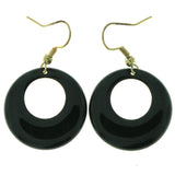 Black & Gold-Tone Colored Metal Dangle-Earrings