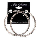 Metal Hoop-Earrings Silver-Tone #LQE3112