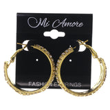 Crystal Accents Metal Hoop-Earrings Gold-Tone & Silver-Tone #LQE3116