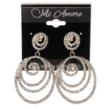 Crystal Accents Metal Drop-Dangle-Earrings Silver-Tone #LQE3117