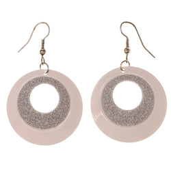 Glitter & Sparkle Theme Metal Dangle-Earrings Silver-Tone & White #LQE3118