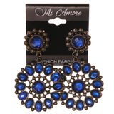 Crystal Accents Metal Drop-Dangle-Earrings Silver-Tone & Blue #LQE3119