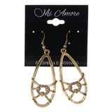 Crystal Accents Metal Dangle-Earrings Gold-Tone #LQE3120