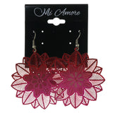 Flower & Ombre Theme Metal Dangle-Earrings Pink & Red #LQE3123