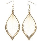 Metal Dangle-Earrings Gold-Tone & White #LQE3127