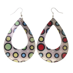 Polka Dots Theme Metal Dangle-Earrings Silver-Tone & Multi-Color #LQE3129