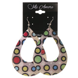 Polka Dots Theme Metal Dangle-Earrings Silver-Tone & Multi-Color #LQE3129