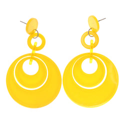 Plastic Drop-Dangle-Earrings Yellow #LQE3142