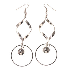 Beaded Accents Metal Dangle-Earrings Silver-Tone #LQE3144