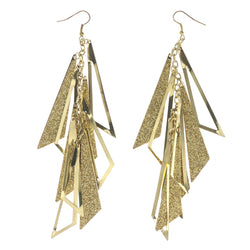 Glittery Sparkle Theme Metal Dangle-Earrings Gold-Tone #LQE3146