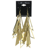 Glittery Sparkle Theme Metal Dangle-Earrings Gold-Tone #LQE3146