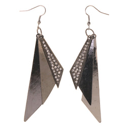 Crystal Accents Metal Dangle-Earrings Silver-Tone #LQE3148