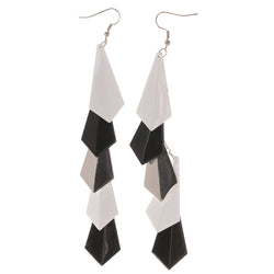 Metal Dangle-Earrings Black & White #LQE3149
