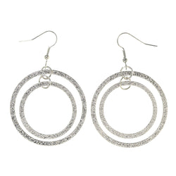 Metal Dangle-Earrings Silver-Tone #LQE3151