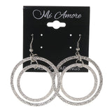 Metal Dangle-Earrings Silver-Tone #LQE3151