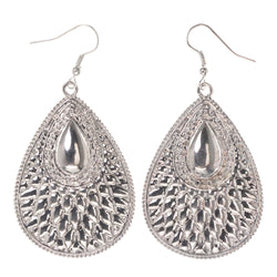 Metal Dangle-Earrings Silver-Tone #LQE3154