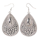 Metal Dangle-Earrings Silver-Tone #LQE3154