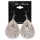 Metal Dangle-Earrings Silver-Tone #LQE3154