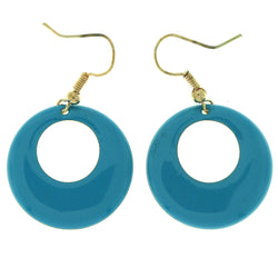 Blue & Gold-Tone Colored Metal Dangle-Earrings