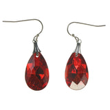 Metal Dangle-Earrings Red & Silver-Tone #LQE3160