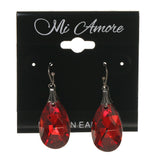 Metal Dangle-Earrings Red & Silver-Tone #LQE3160