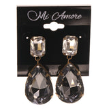 Crystal Accents Metal Drop-Dangle-Earrings Silver-Tone & Black #LQE3161