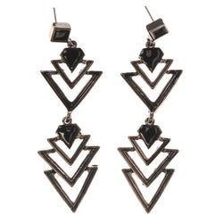 Metal Drop-Dangle-Earrings Black & Silver-Tone #LQE3164