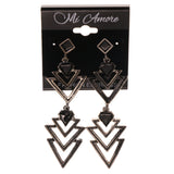 Metal Drop-Dangle-Earrings Black & Silver-Tone #LQE3164