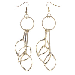 Metal Dangle-Earrings Silver-Tone #LQE3165