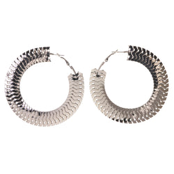 Metal Hoop-Earrings Silver-Tone #LQE3168