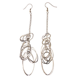 Metal Dangle-Earrings Silver-Tone #LQE3169