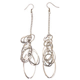 Metal Dangle-Earrings Silver-Tone #LQE3169