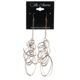 Metal Dangle-Earrings Silver-Tone #LQE3169