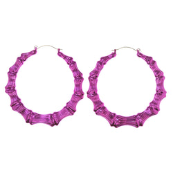 Metal Hoop-Earrings Purple #LQE3175