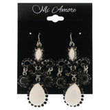 Black & White Colored Metal Dangle-Earrings With Crystal Accents