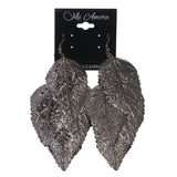 Leaf Theme Metal Chandelier-Earrings Silver-Tone #LQE3181