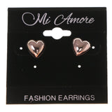Heart Theme Plastic Stud-Earrings Pink & Clear #LQE3190