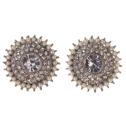 Crystal Accents Metal Stud-Earrings Silver-Tone #LQE3192