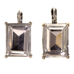 Crystal Accents Metal Dangle-Earrings Silver-Tone #LQE3195