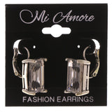Crystal Accents Metal Dangle-Earrings Silver-Tone #LQE3195